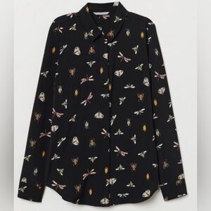 H&M blouse insect print button up